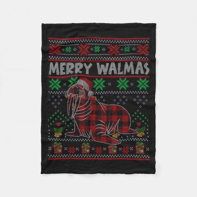 Manta Polar Merry Walmas Ugly Christmas Sweater Walrus Sea Ani (Anverso)