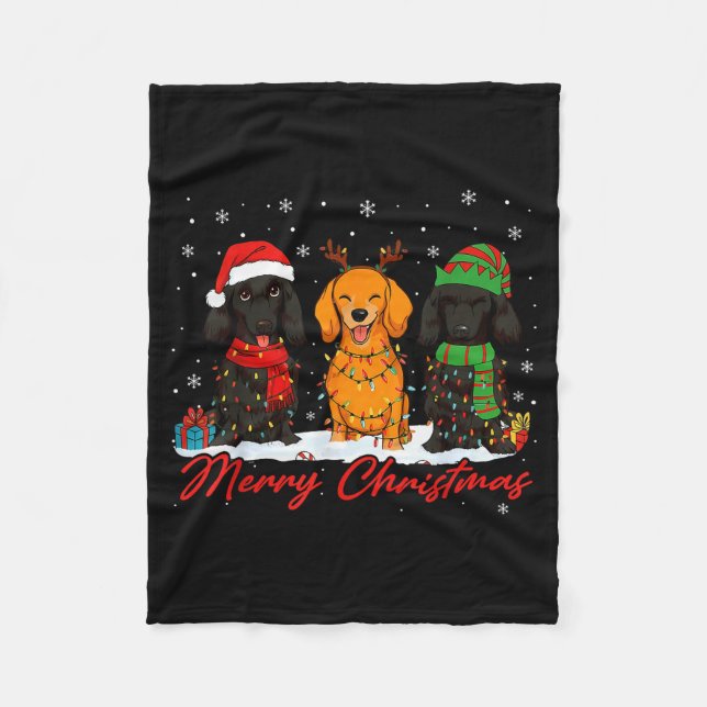Manta Polar Merry Woofmas Santa Reindeer Elf Dachshund Christm (Anverso)