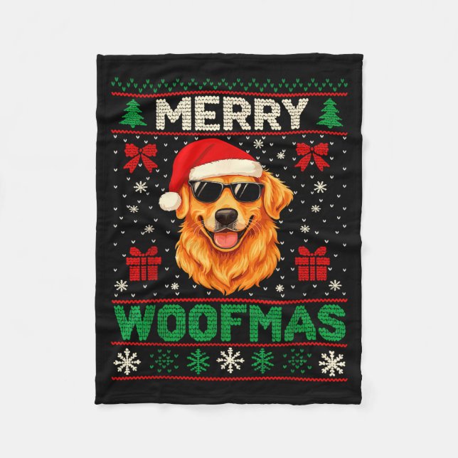 Manta Polar Merry Woofmas Ugly Christmas Jumper Xmas Dog Lover (Anverso)