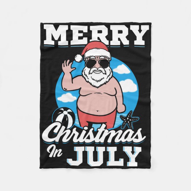 Manta Polar Merrychristmas In July Funny Santa  (Anverso)
