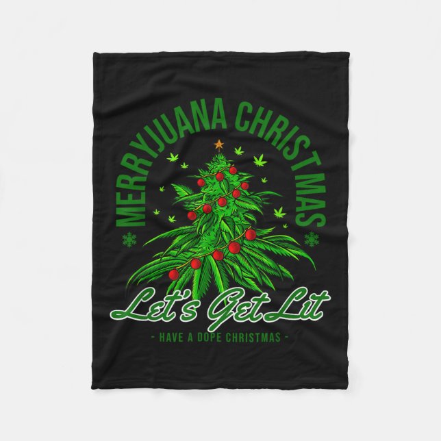 Manta Polar Merryjuana Christmas Christmas Weed T Roll  (Anverso)