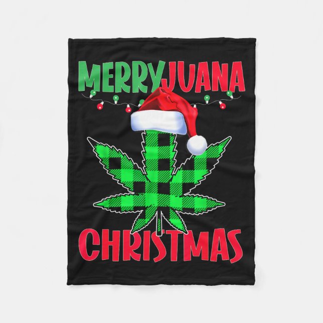 Manta Polar Merryjuana Weed Leaf Funny Christmas Pajama X-mas  (Anverso)