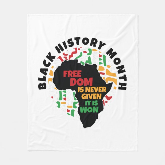 Manta Polar Mes de la Historia Negra La libertad nunca se da,  (Anverso)