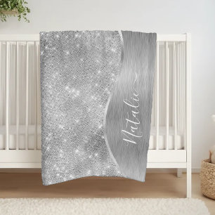 Manta Polar Metálico personalizado del Purpurina de plata Glam