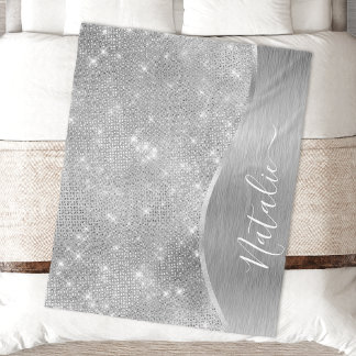 Manta Polar Metálico personalizado del Purpurina de plata Glam