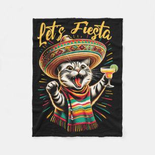 Manta Polar Mexicano Lets Fiesta Sombrero Cat Cinco De Mayo Fu