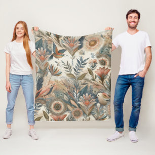 Manta Polar Mezcla bohemia verde azulada, magenta, morada sobr