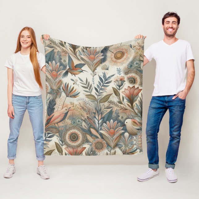 Manta Polar Mezcla bohemia verde azulada, magenta, morada sobr (In situ)