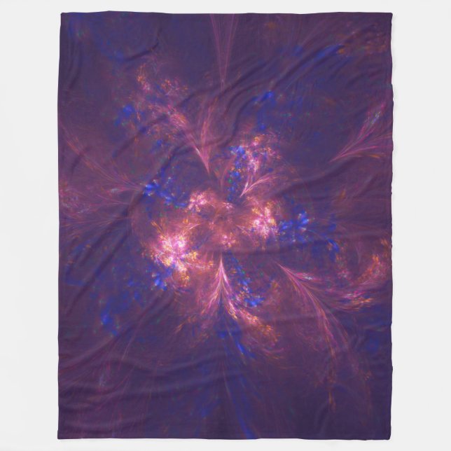 Manta Polar Mezcla De Flores Abstractas, Luces Púrpura Y Azul (Anverso)