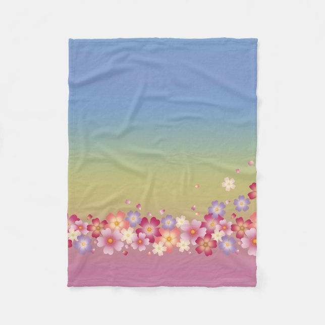 Manta Polar Mezcla de flores de sakura Kimono estilo arcoiris (Anverso)