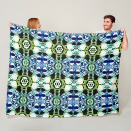 Manta Polar Mezcla de formas en azul y verde claro, metálico