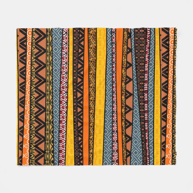 Manta Polar Mezcla de patrones africanos (Frente (Horizontal))