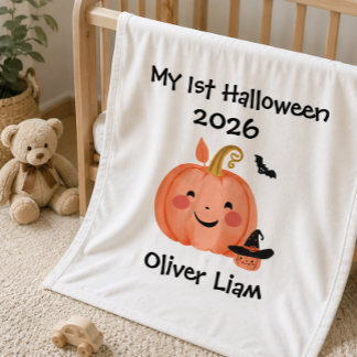 Manta Polar Mi 1er Halloween 2026 Calabaza Sonriente Bruja Nom