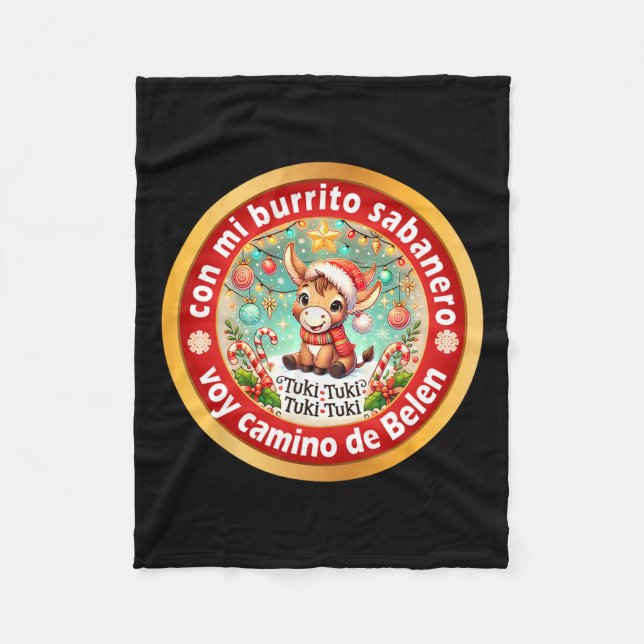 Manta Polar Mi Burrito Sabynero Navidades mexicanos Donkey Spa (Anverso)