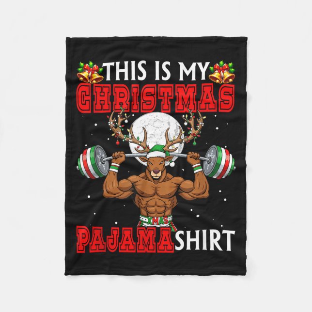 Manta Polar Mi Camiseta De pijama De Navidad Reno Musculoso Le (Anverso)