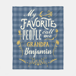 Manta Polar Mi gente favorita me llama abuelo Blue Gingham