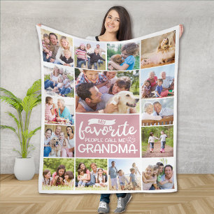 Manta Polar Mi gente favorita me llama Collage de fotos abuela