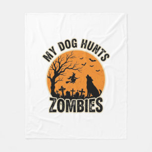 Manta Polar Mi perro caza zombies Diseño vintage de perro de H