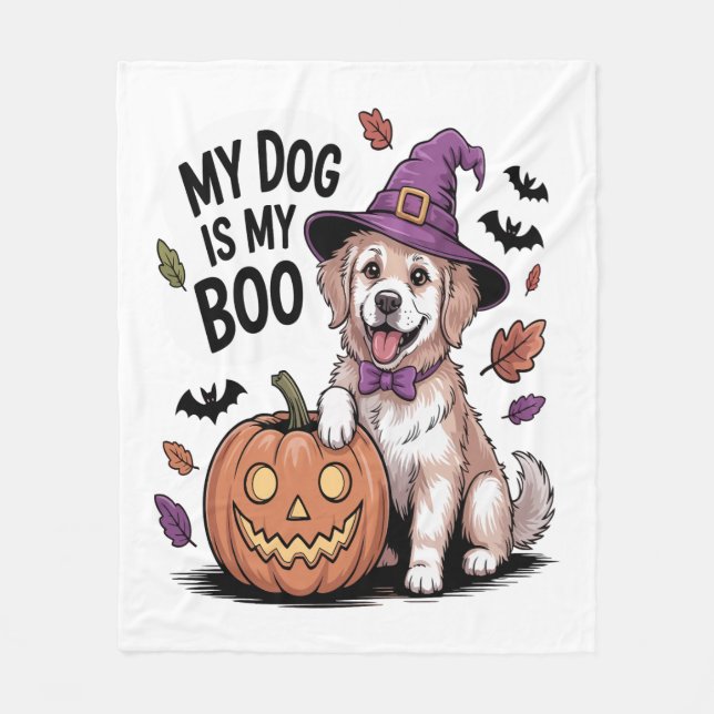 Manta Polar Mi perro es mi Boo Halloween (Anverso)