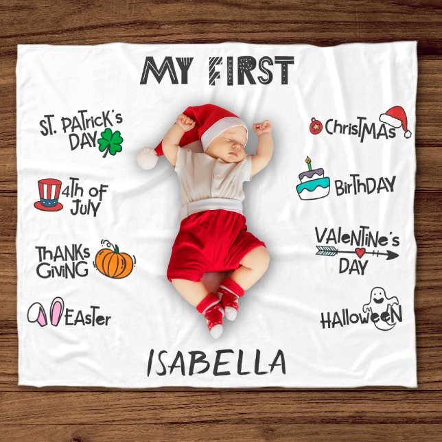 Manta Polar Mi primer bebé lindo y moderno de vacaciones (Subido por el creador)