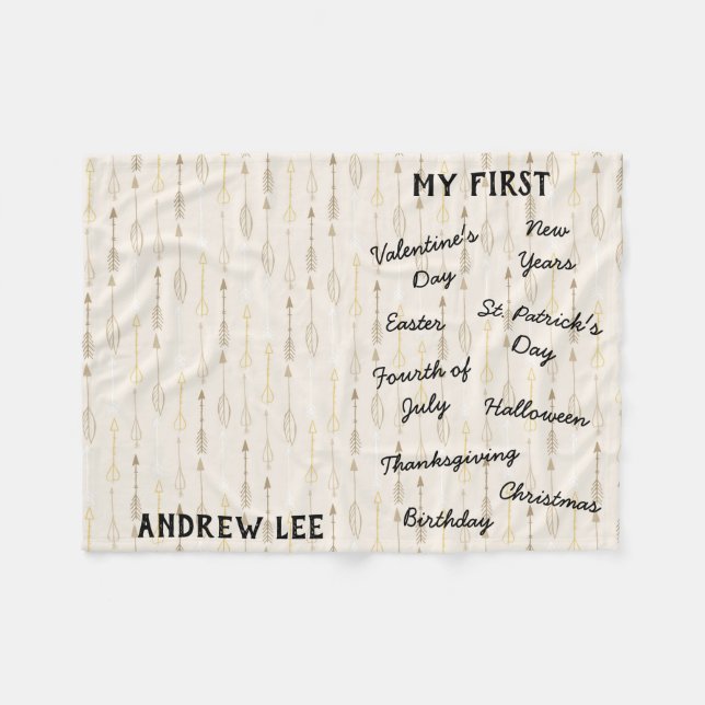 Manta Polar "Mi primer hito de vacaciones" Baby Blanket (Frente (Horizontal))