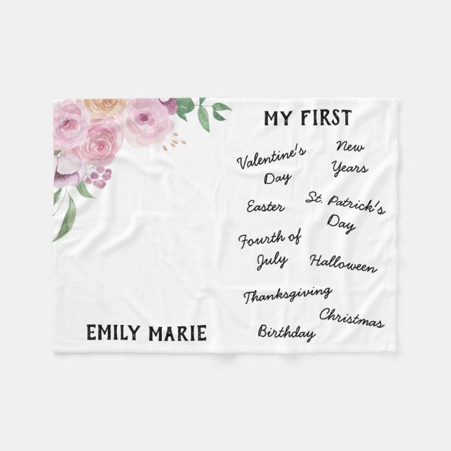 Manta Polar "Mi primer hito de vacaciones" Baby Blanket (Frente (Horizontal))