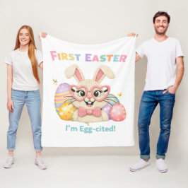 Manta Polar Mi primer regalo de conejo emocionado de Pascua pa