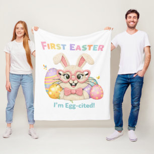 Manta Polar Mi primer regalo de conejo emocionado de Pascua pa