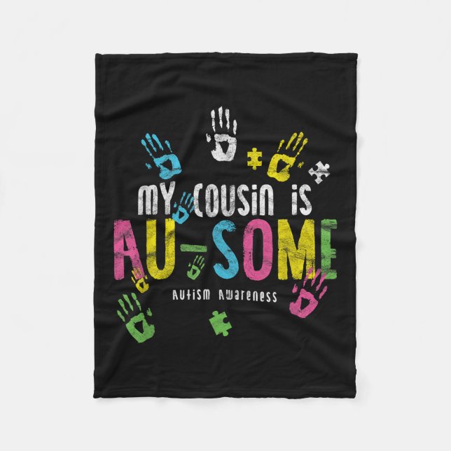 Manta Polar Mi primo es autista - algo - Conciencia del autism (Anverso)