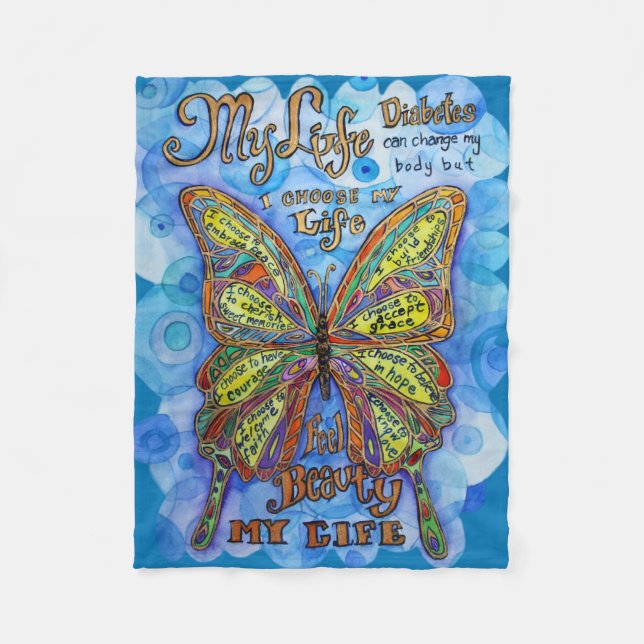 Manta Polar Mi vida, mi elección" Personalizado de diabetes (Anverso)