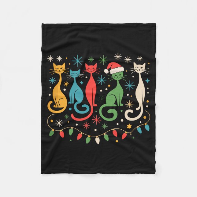 Manta Polar Mid Century Modern Look Cats Xmas Retro 50s 60s  (Anverso)