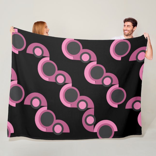 Manta Polar MidCentury Moderno rosa, negro y gris (In situ)