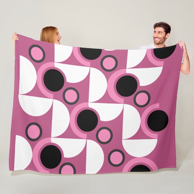 Manta Polar MidCentury Moderno rosa, negro y gris (In situ)