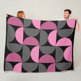 Manta Polar MidCentury Moderno rosa, negro y gris