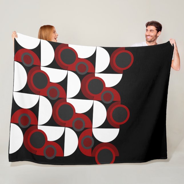 Manta Polar MidCentury Rojo moderno, negro y gris (In situ)