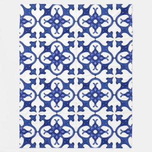 Manta Polar Midnight Blue Mandala Mosaic Cozy Blanket