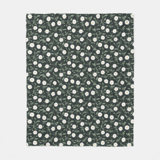 Manta Polar Midnight Garden Modern Farmhouse Daisy Pattern