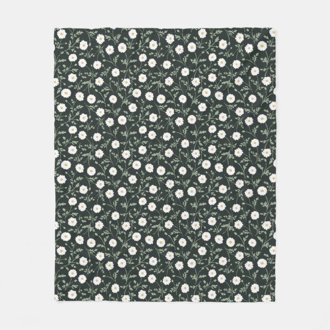 Manta Polar Midnight Garden Modern Farmhouse Daisy Pattern (Anverso)