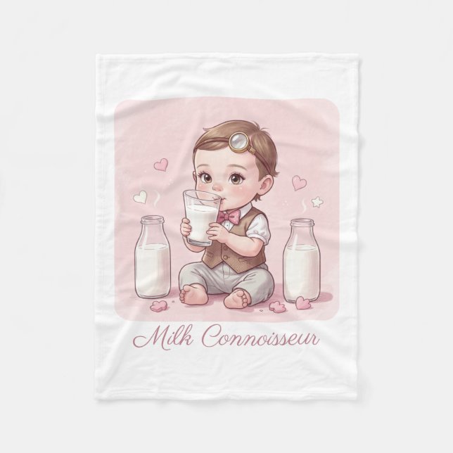 Manta Polar Milk Connoisseur Baby Boy Print Nursery (Anverso)