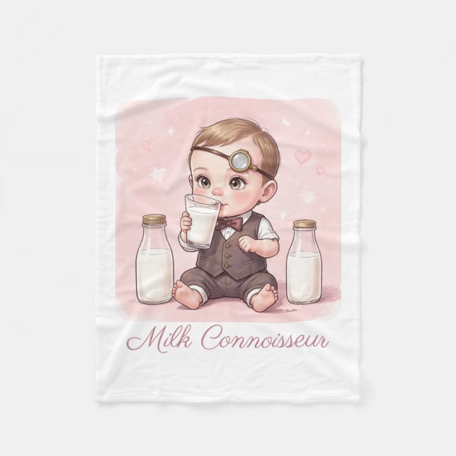Manta Polar Milk Connoisseur Baby Girl Print Nursery (Anverso)