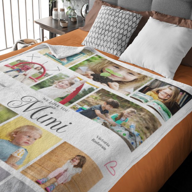 Manta Polar Mimi Te Amamos Corazones Personalizados (Personalized Mimi large fleece blanket )