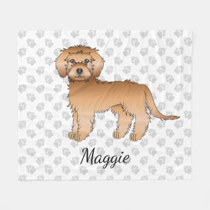 Manta Polar Mini Goldendoodle Cartoon de albaricoque & nombre