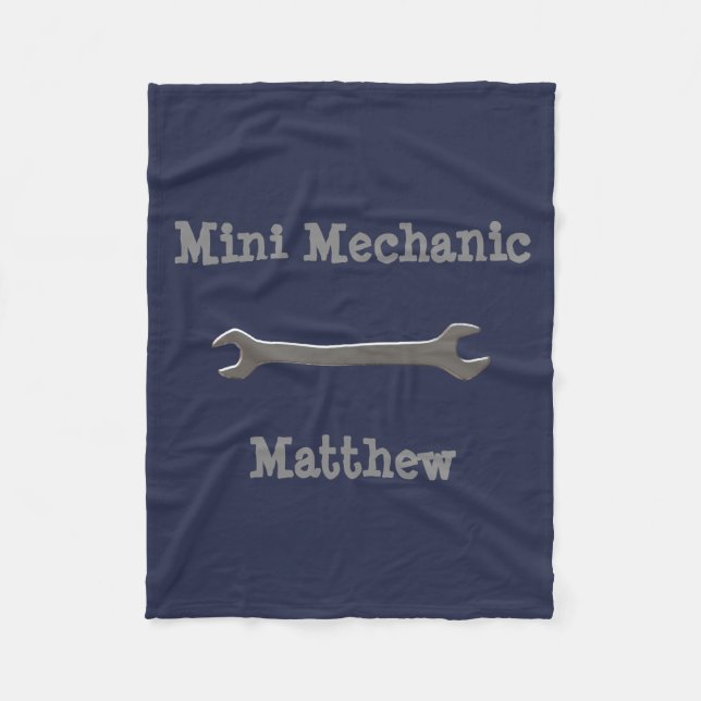 Manta Polar Mini Mechanic Nombre Personalizado Fleece Blanket (Anverso)