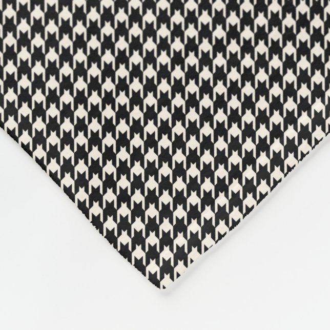 Manta Polar Mini modelo de Houndstooth blanco y negro (Esquina)