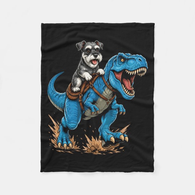 Manta Polar Miniature Schnauzer montando T Rex Dinosaurio Dive (Anverso)