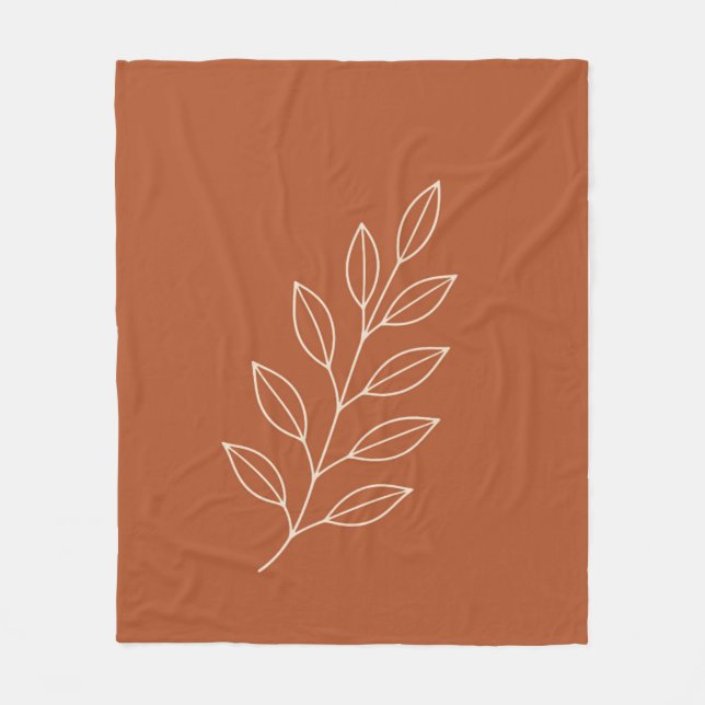 Manta Polar Minimal Botanical Line Art Fleece Blanket (Anverso)
