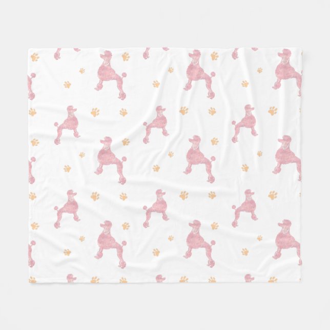 Manta Polar Minimal Pastel Pink Poodle Silhouette Blanket (Frente (Horizontal))
