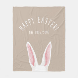 Manta Polar Minimal White Bunny Ears On Beige Happy Easter