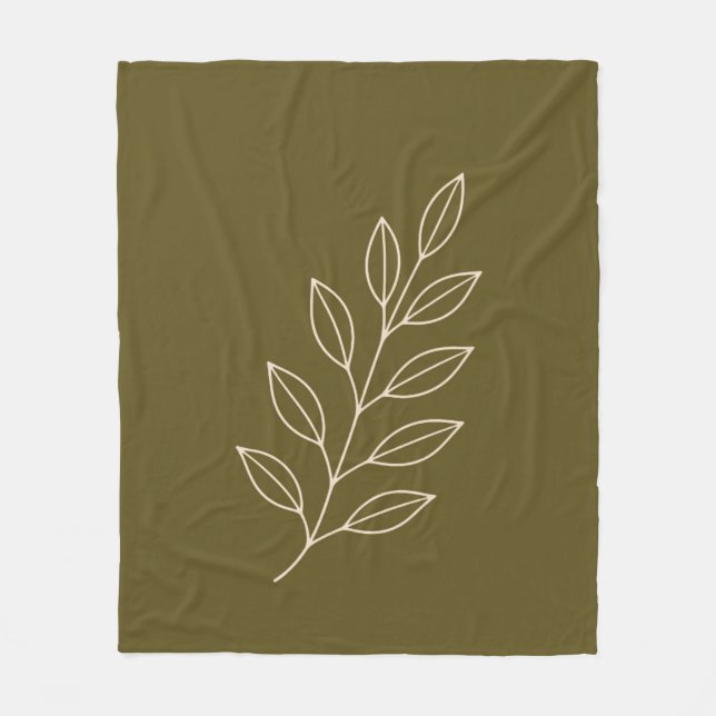 Manta Polar Minimalist Botanical Leaf Plaid Blanket (Anverso)