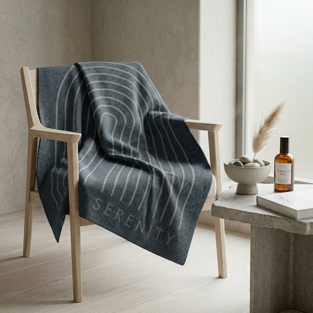 Manta Polar Minimalist Charcoal Blue Arch Line Art Quiet Luxur (Minimalist Charcoal Blue Arch Line Art Quiet Luxury Serenity Throw Blanket
)